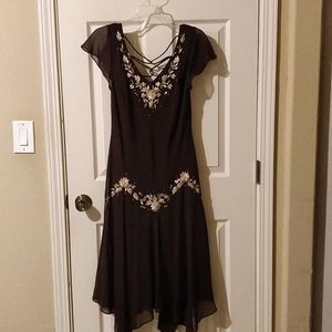 Embroidered Brown Dress